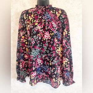 Adrienne Vittadini Women's Pull Over Mock Neck Floral Size XL Long Sleeve